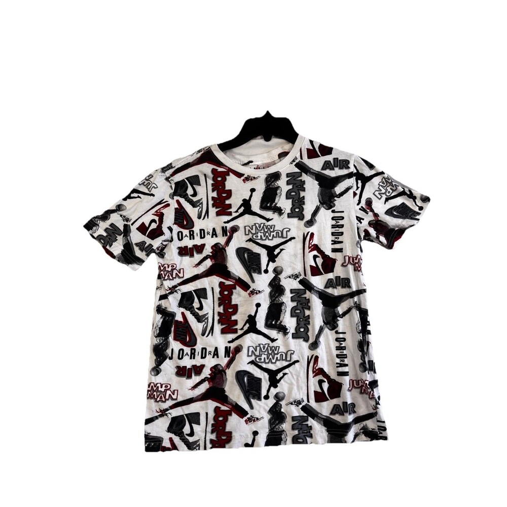 Nike Air Jordan Youth XL T-Shirt All Over Print Jumpman Graphic Red Black